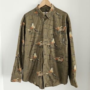 Vintage Woolrich Button Up Hunting Shirt Partridge Pheasant Bird